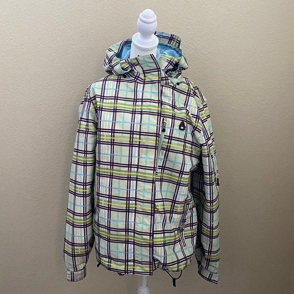 Empyre Colorful Plaid Women’s Snow Board Jacket. Size M. Hooded. Full Zip. - Picture 3 of 16